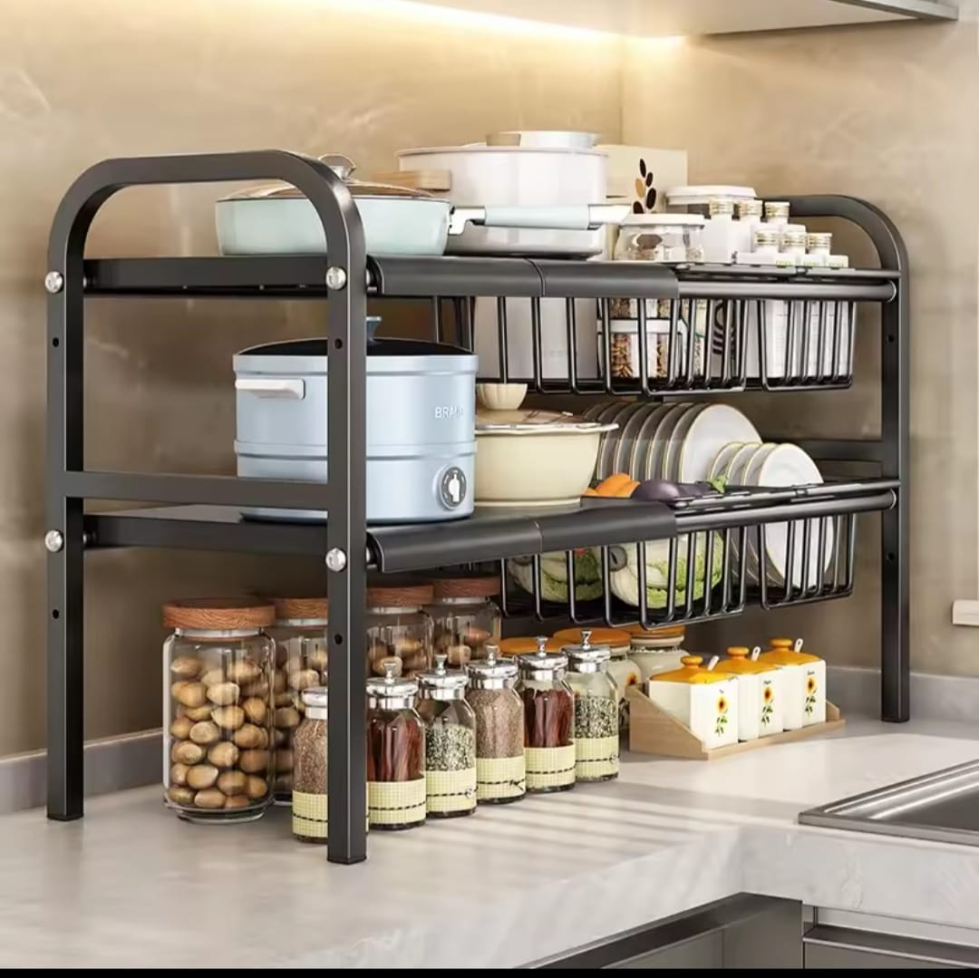 Extendable Under Sink Storage Rack with Baskets