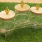 3-Piece Glass Canister Set with Bamboo Lids and Gold Stand