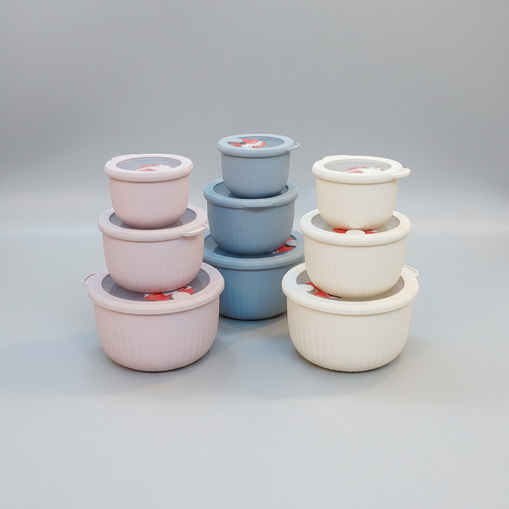 3-Piece Pastel Ribbed Food Storage Container Set