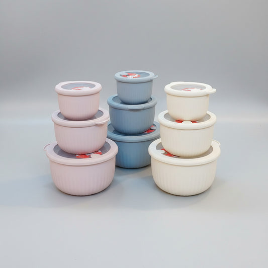 3-Piece Pastel Ribbed Food Storage Container Set