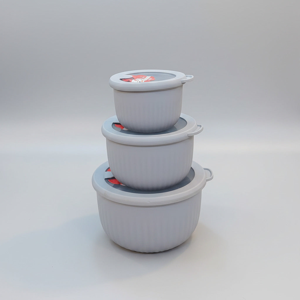 3-Piece Pastel Ribbed Food Storage Container Set