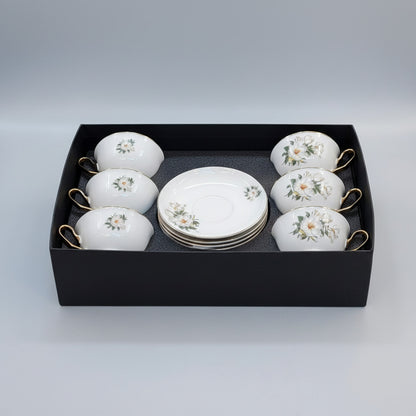 Luxury 12-Piece Ceramic Tea Cup and Saucer Set