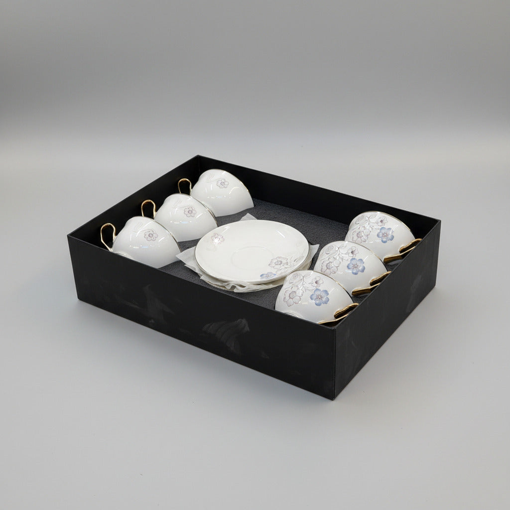 Luxury 12-Piece Ceramic Tea Cup and Saucer Set