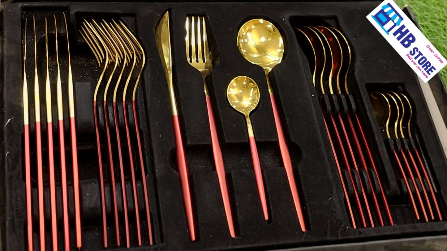 Premium Two-Tone Gold Head Stainless Steel Cutlery Set