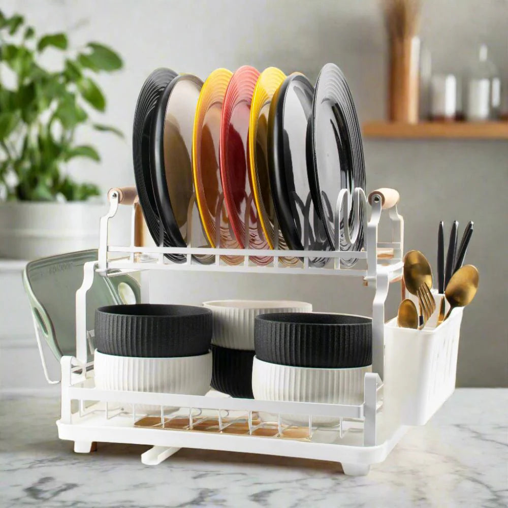 White Metal 2 Layer Dish Drainer Premium Quality