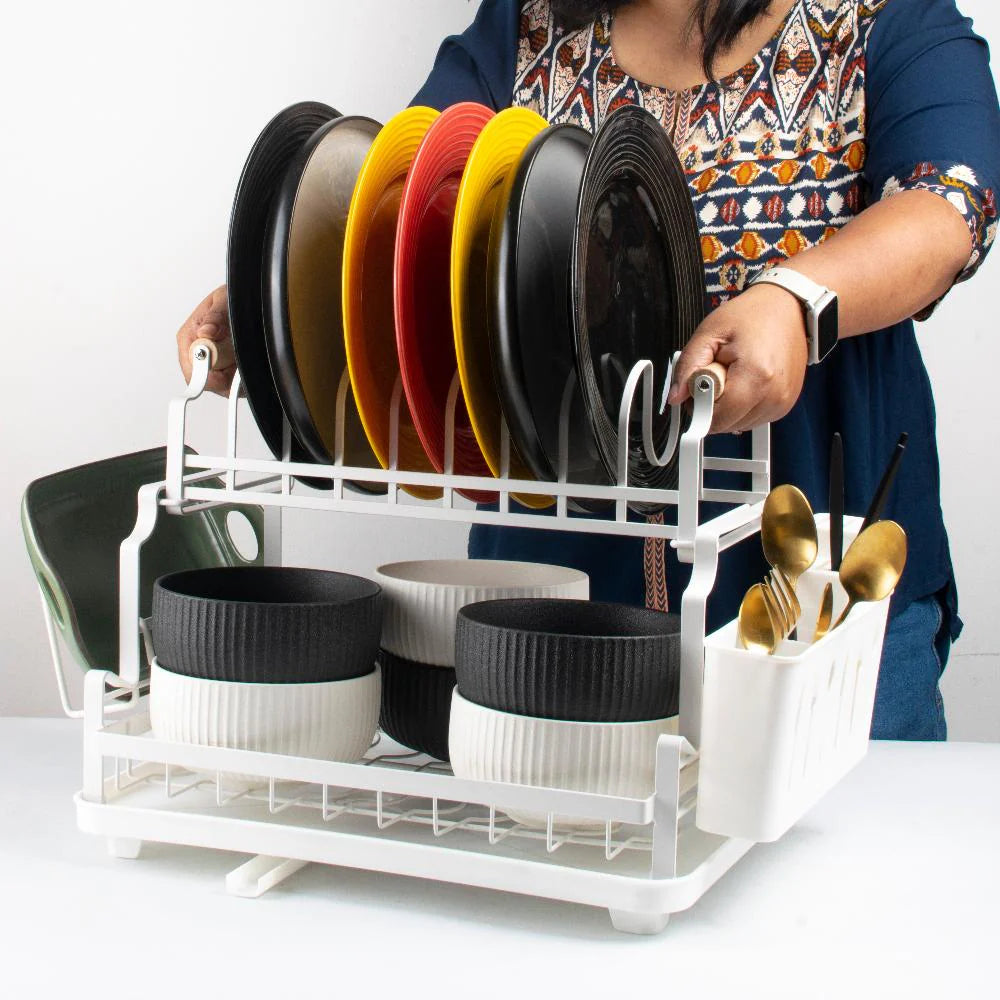 White Metal 2 Layer Dish Drainer Premium Quality