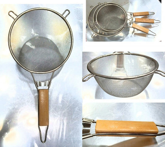 Deep Strainer Wooden Handle