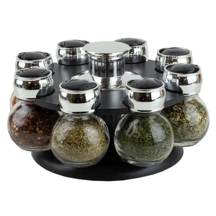 8PCS SPICE RACK ORGANIZER IN REVOLVING BASE