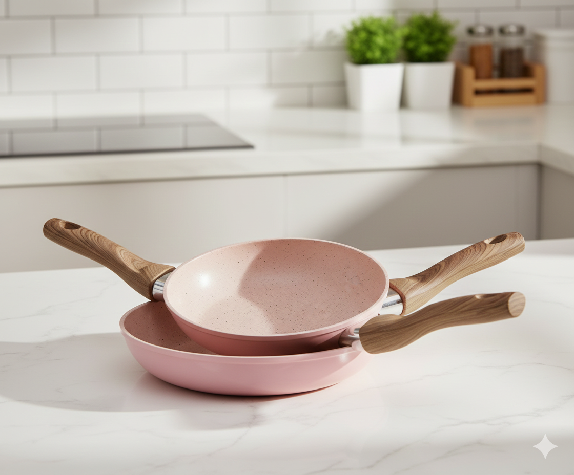 Premium Pink Granite Non-Stick Frying Pan