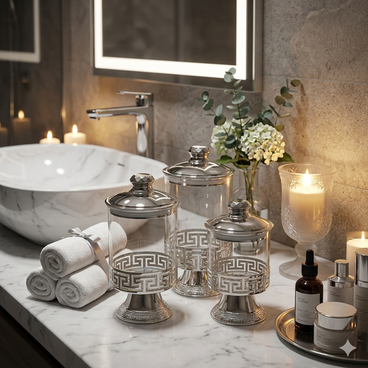 Luxury 3-Piece Glass Storage Jar Set