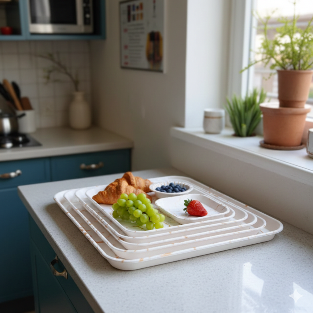 Premium 4-Piece Nesting Serving Tray Set