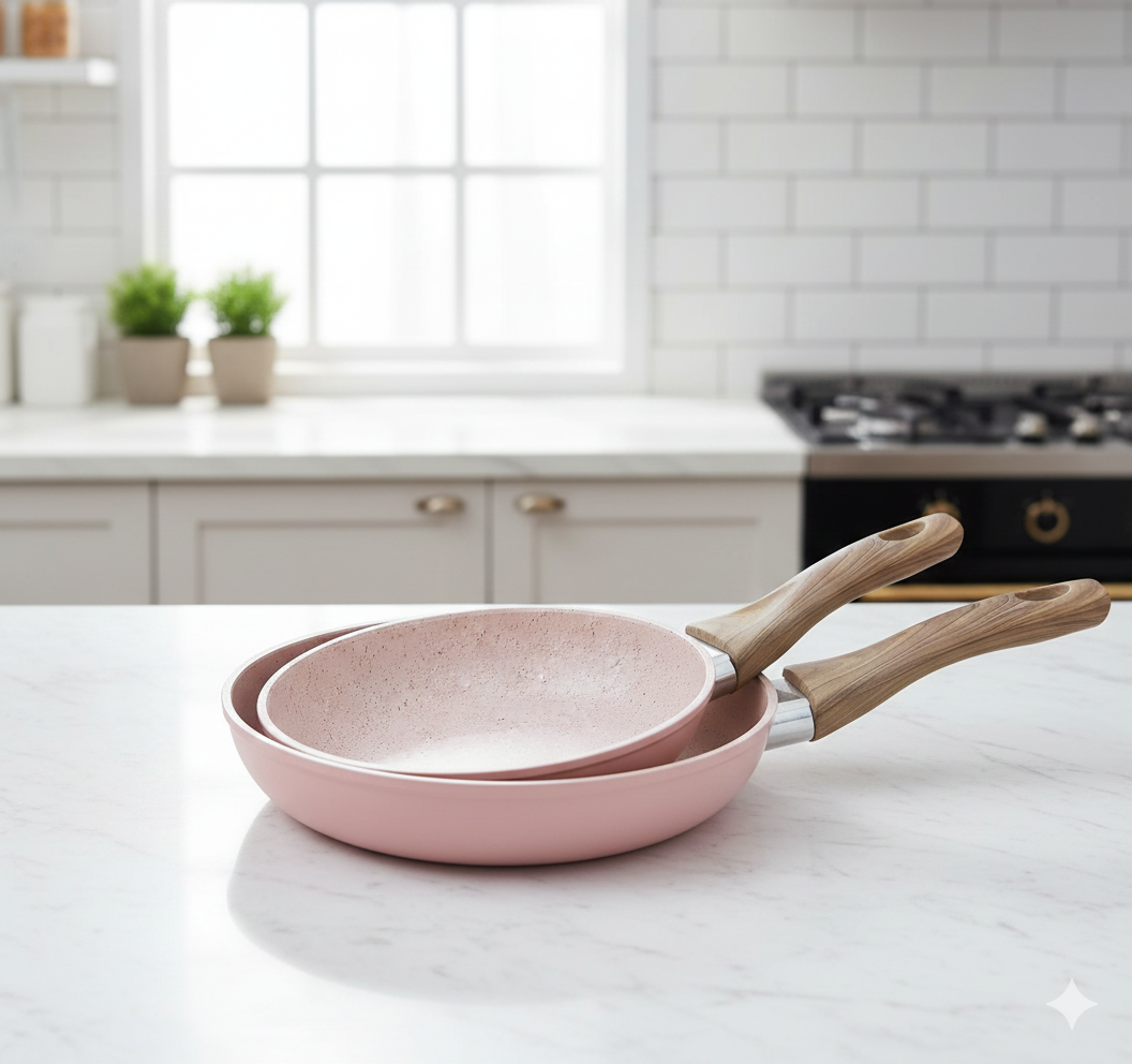 Premium Pink Granite Non-Stick Frying Pan