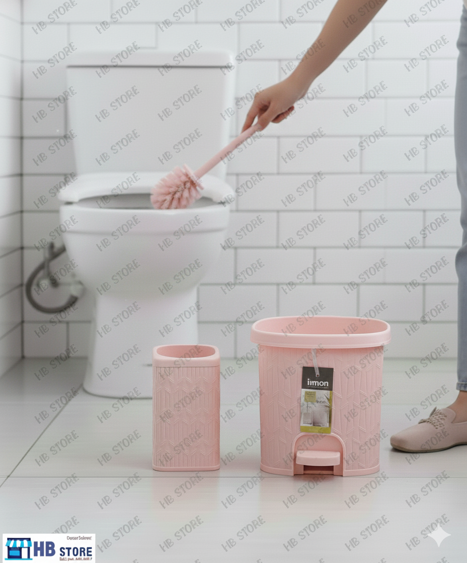 Elegant Pink/Peach Geometric Bathroom Accessories Set