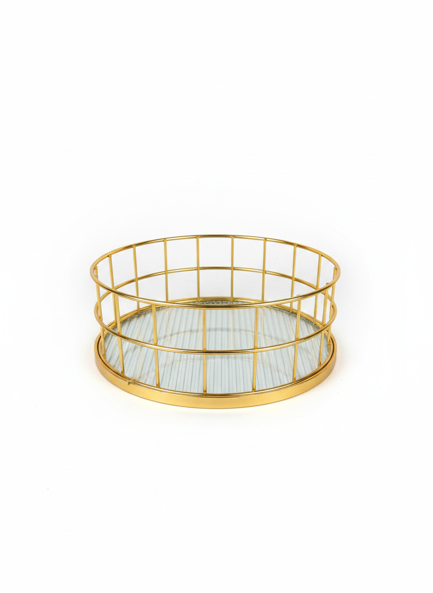 The Aurelia Gold & Ribbed Glass Decorative Tray