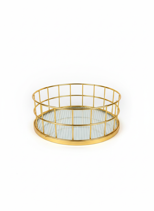 The Aurelia Gold & Ribbed Glass Decorative Tray