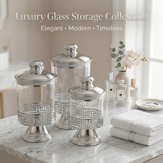 Luxury 3-Piece Glass Storage Jar Set