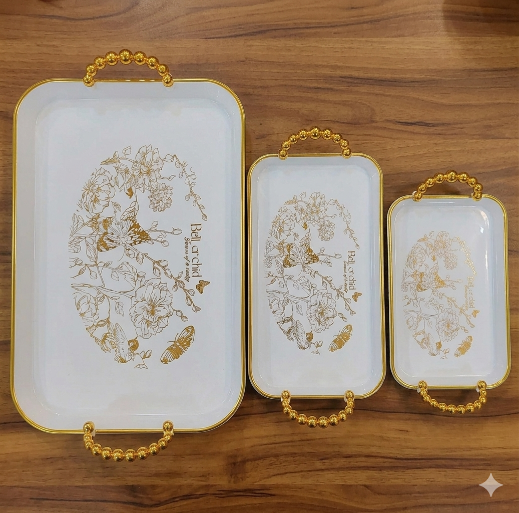 Gold-Accent Serving Tray Set