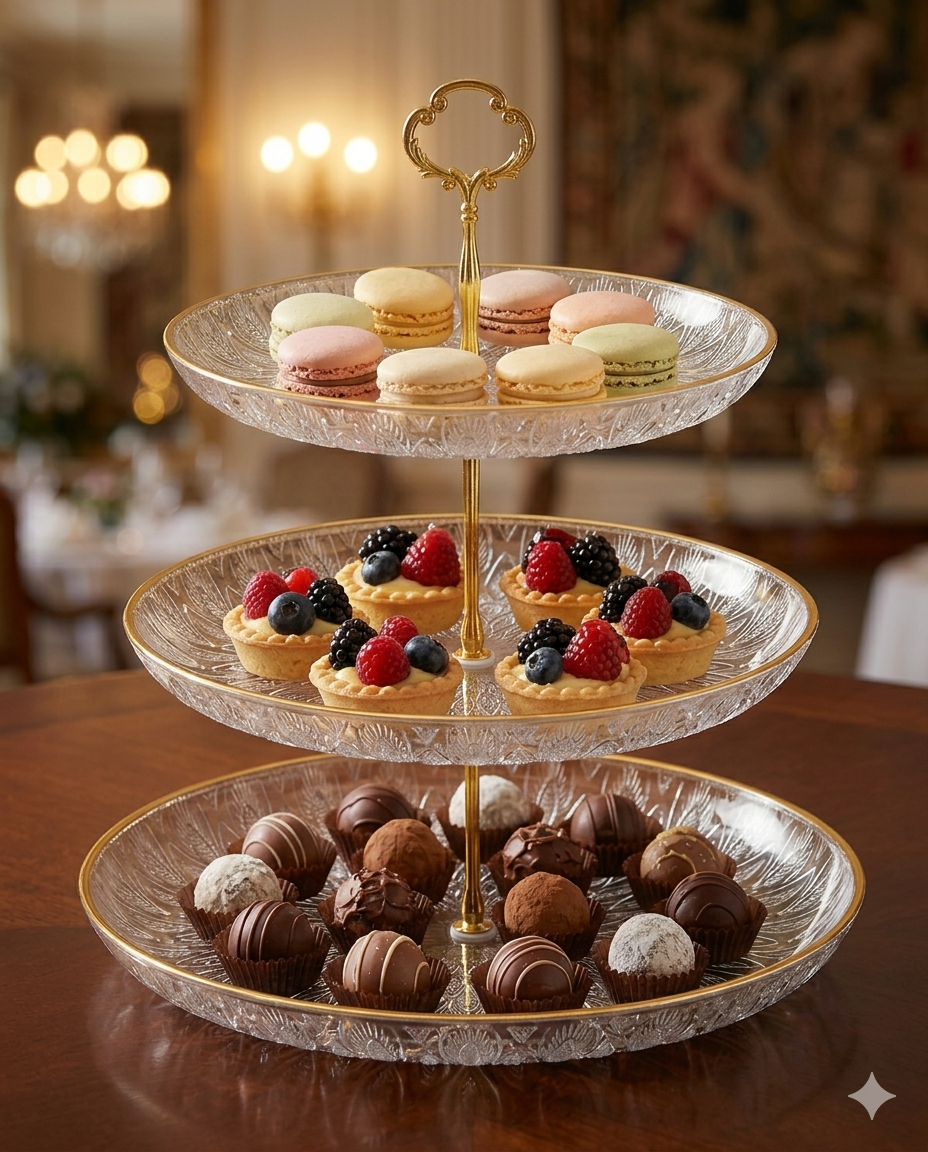 3-Tier Crystal Glass Cake Stand