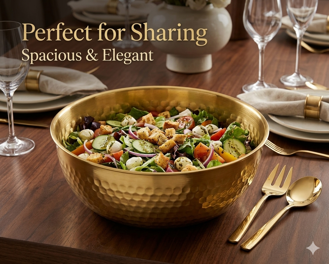 Premium Hammered Gold Serving Bowl