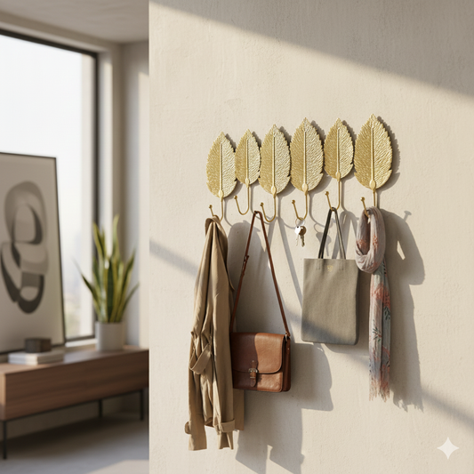Nordic Golden Leaf Wall Hooks