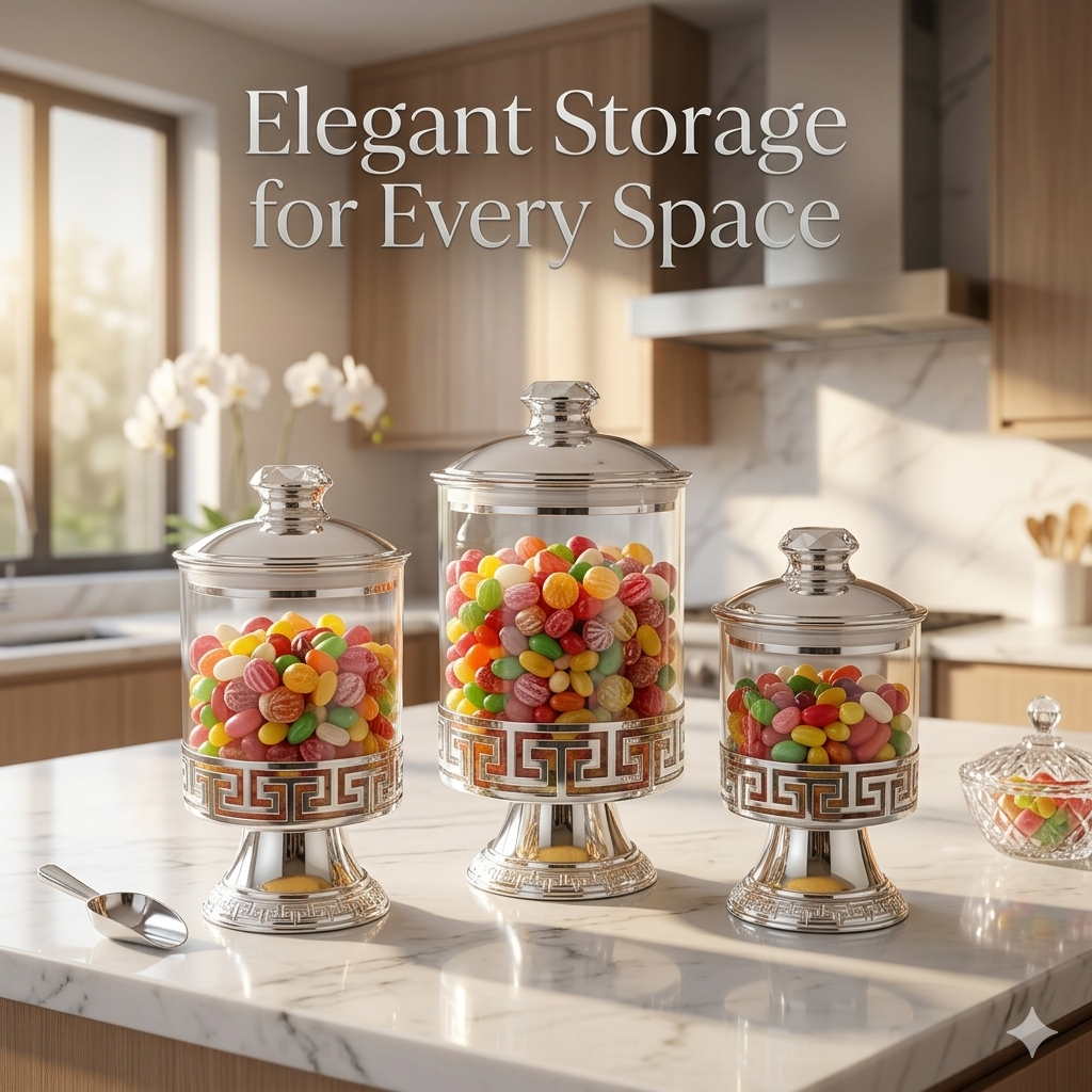 Luxury 3-Piece Glass Storage Jar Set