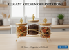3-Piece Glass Canister Set with Bamboo Lids and Gold Stand