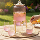 Elegant Purple Glass Beverage Dispenser with Durable Steel Stand | Perfect for Parties & Gatherings