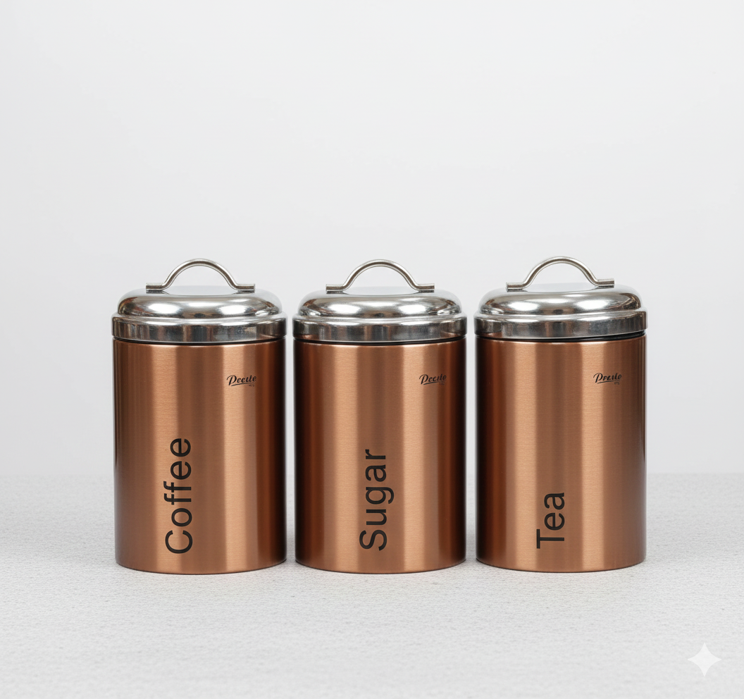 Premium Copper-Tone Stainless Steel Kitchen Canister Set