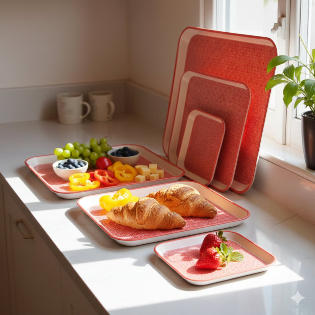 Premium 4-Piece Nesting Serving Tray Set