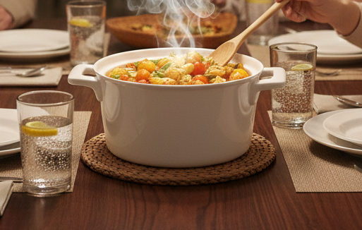 Danny Home Ashton 1.2L Ceramic Round Casserole and Serving Bowl with Lid
