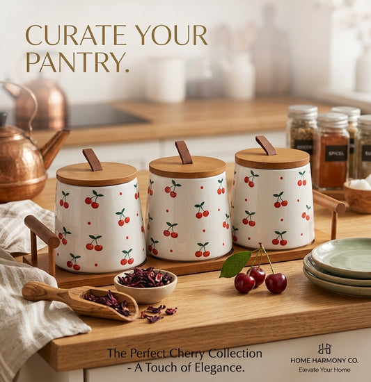 Sweet Cherry & Speckled Leaf Ceramic Canister Collection