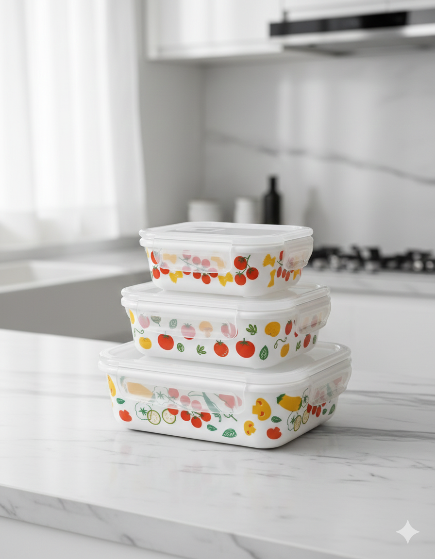 Versatile  marble Printed Food Storage Set