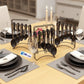 Matte Black & Gold Hanging Cutlery Set with Display Stand