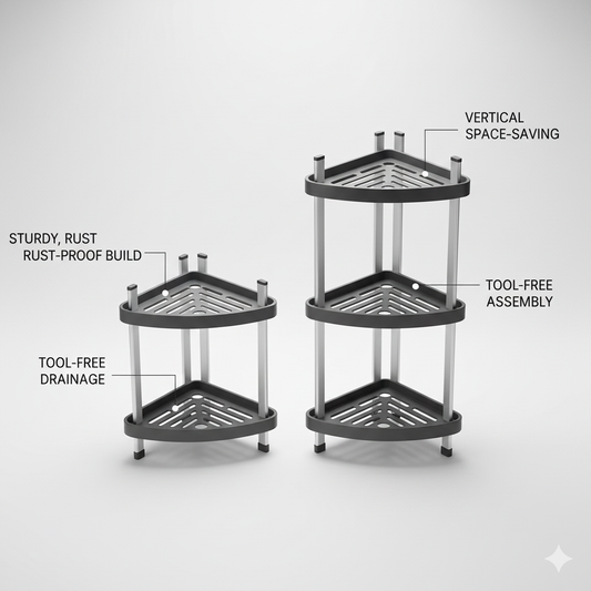 Premium 2 and 3-Tier Multi-Purpose Corner Storage Rack