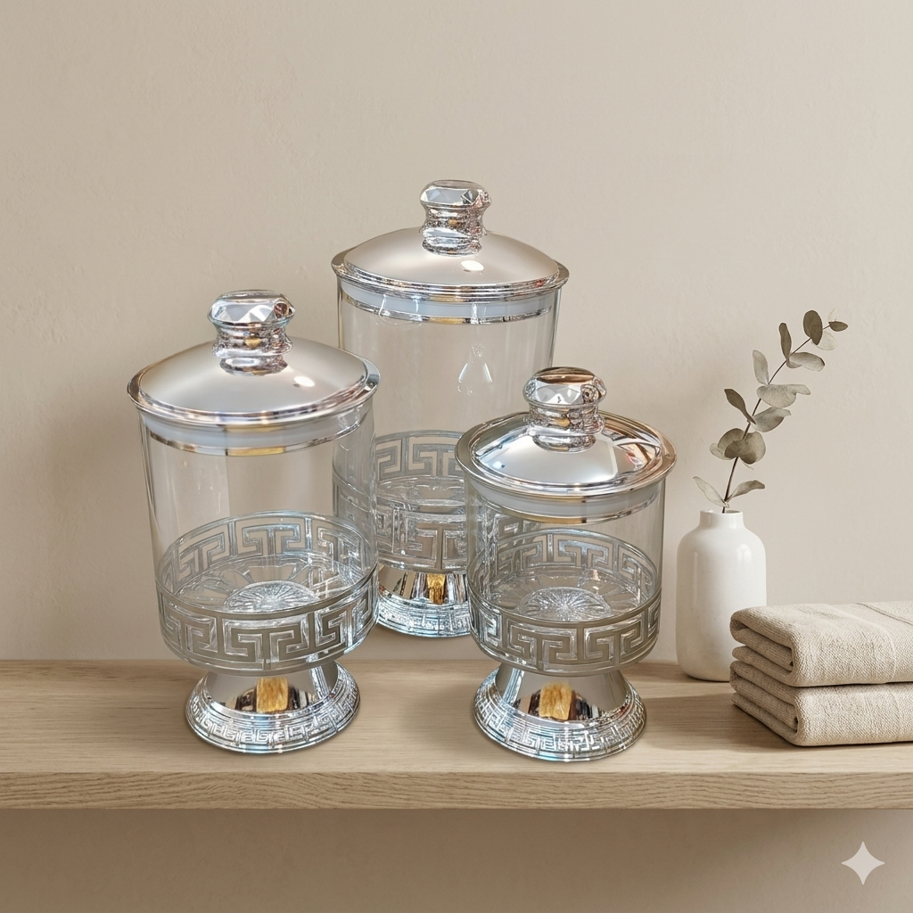 Luxury 3-Piece Glass Storage Jar Set