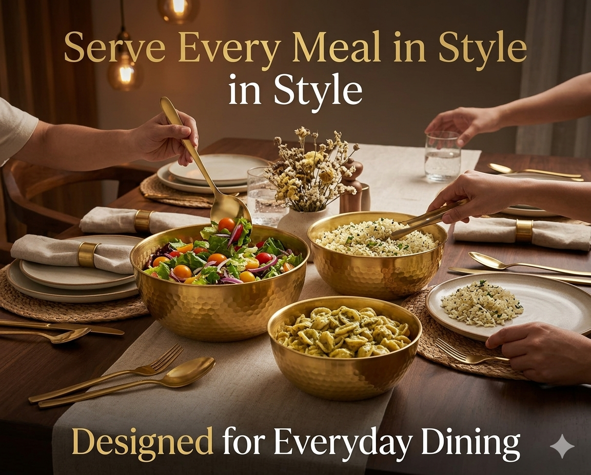 Premium Hammered Gold Serving Bowl