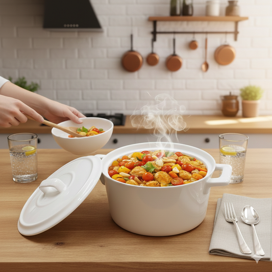 Danny Home Ashton 1.2L Ceramic Round Casserole and Serving Bowl with Lid