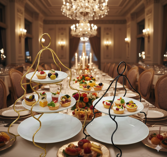 Elegant Tiered Ceramic Platter Stands