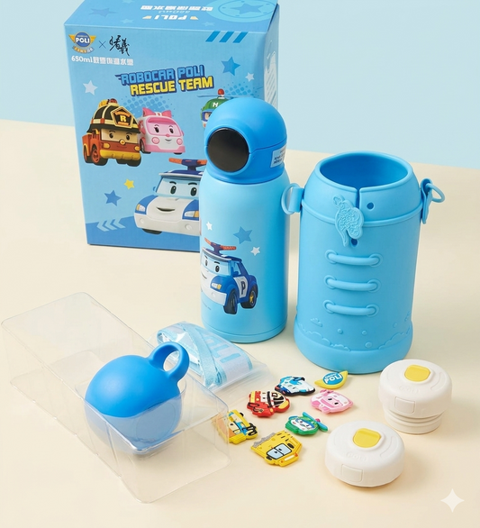 Official Robocar Poli Rescue Team Kids Thermos Set