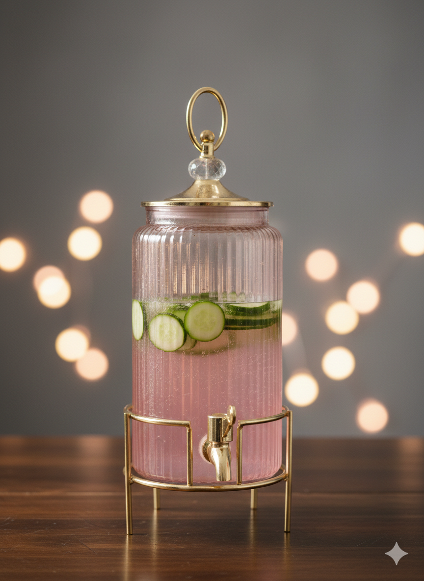 Elegant Purple Glass Beverage Dispenser with Durable Steel Stand | Perfect for Parties & Gatherings