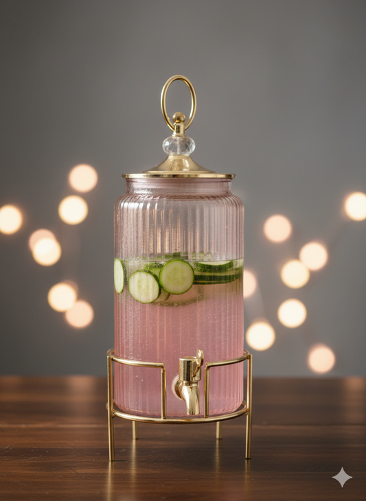 Elegant Purple Glass Beverage Dispenser with Durable Steel Stand | Perfect for Parties & Gatherings