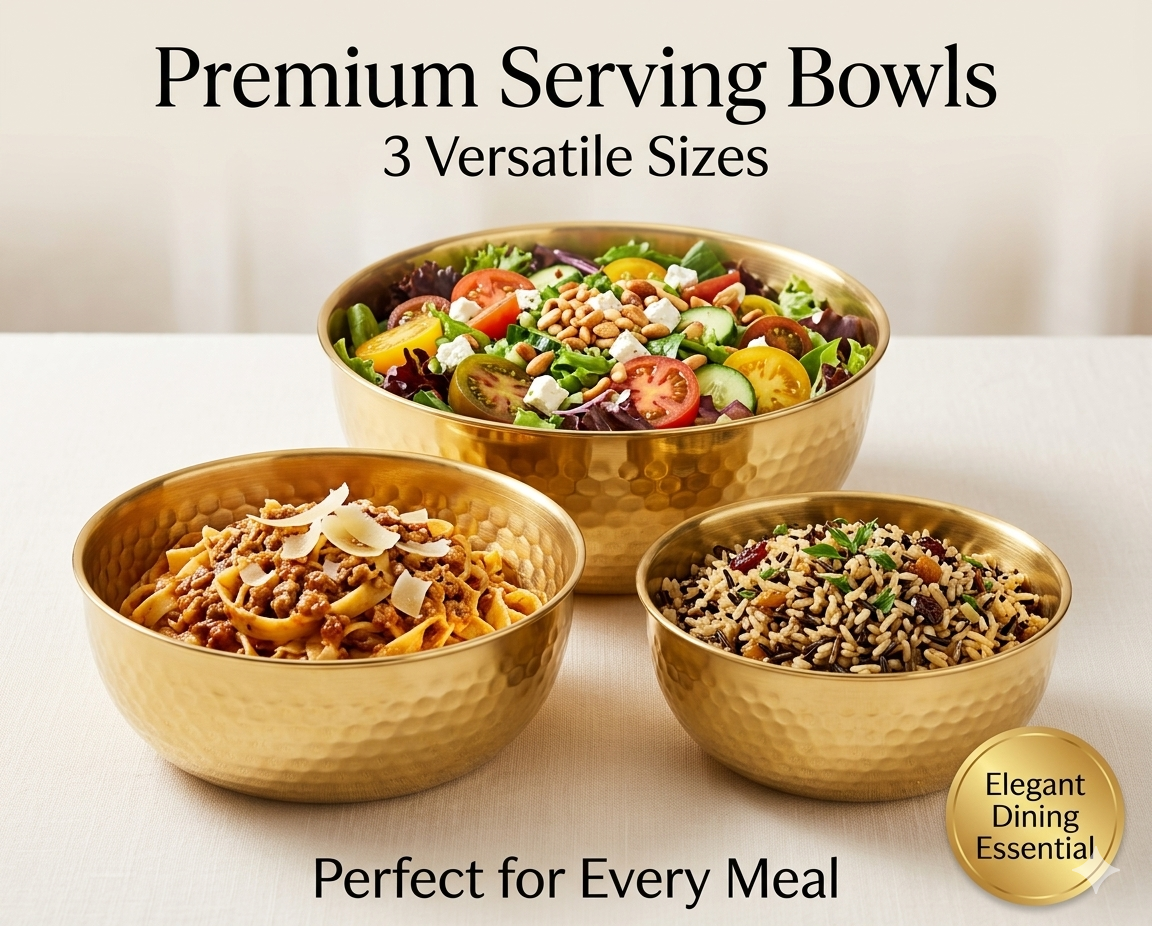 Premium Hammered Gold Serving Bowl