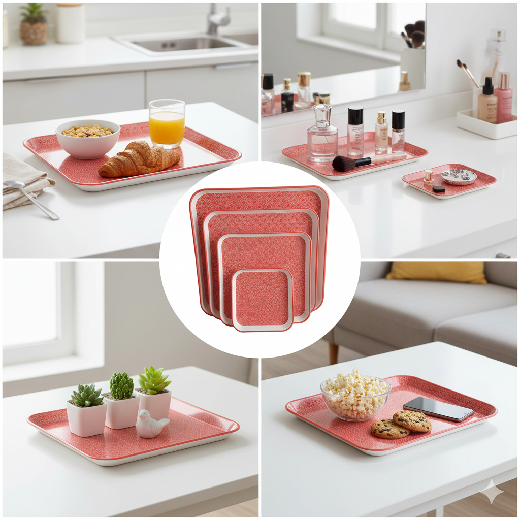 Premium 4-Piece Nesting Serving Tray Set