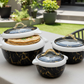 Black Marble Design Insulated Hot Pot Casserole Set (3 Pcs)