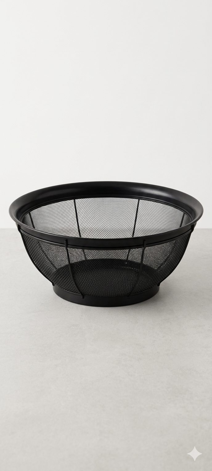 Premium Matte Black Stainless Steel Mesh Colander & Fruit Basket