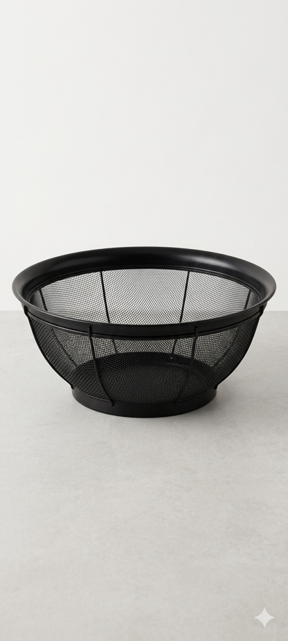 Premium Matte Black Stainless Steel Mesh Colander & Fruit Basket