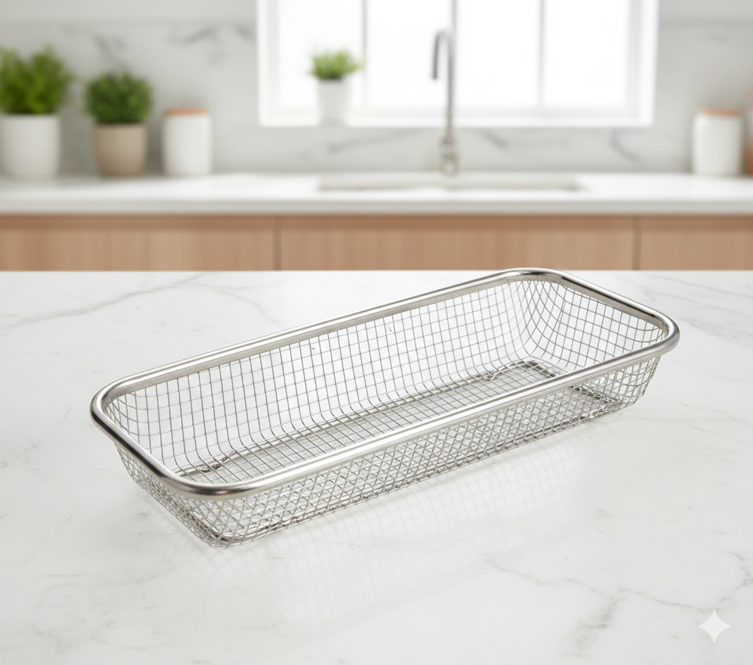 Premium Stainless Steel Wire Mesh Cutlery Tray