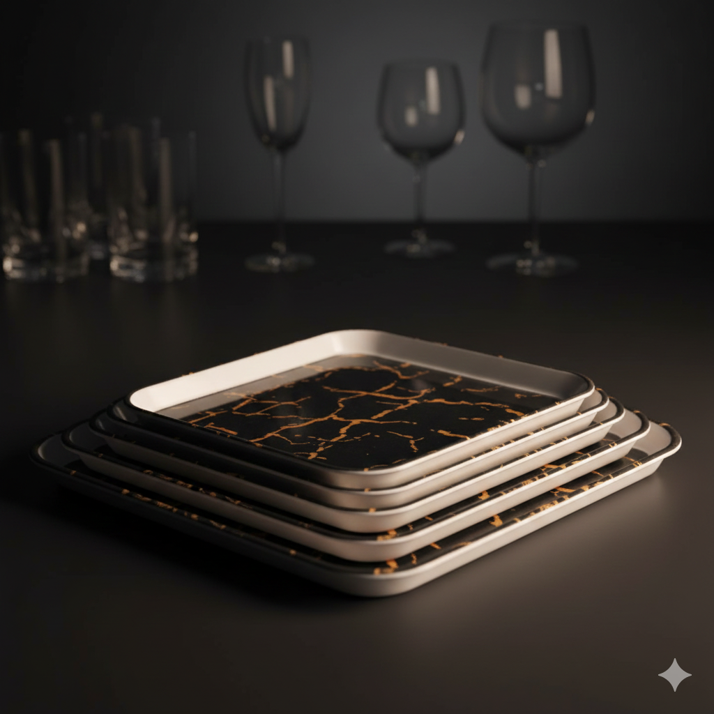 Premium 4-Piece Nesting Serving Tray Set