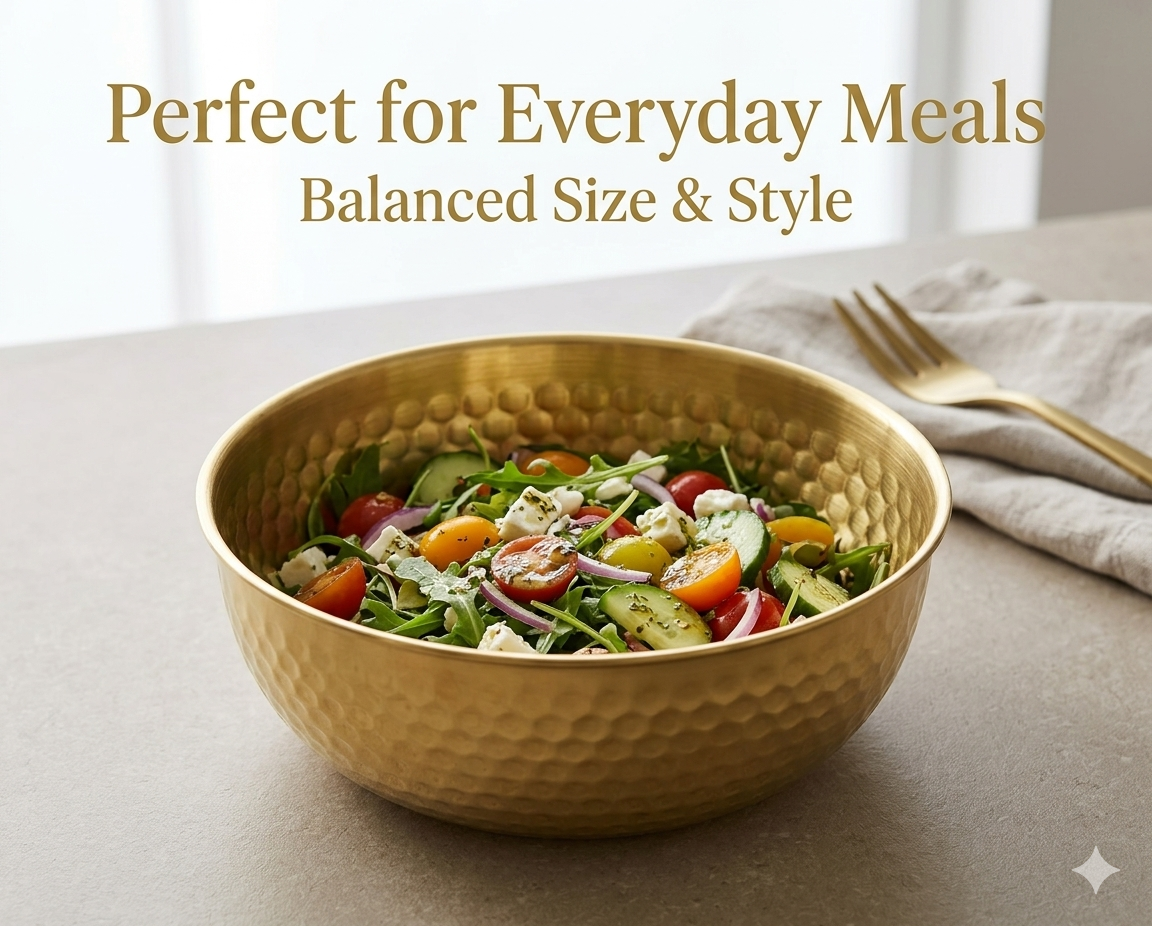 Premium Hammered Gold Serving Bowl