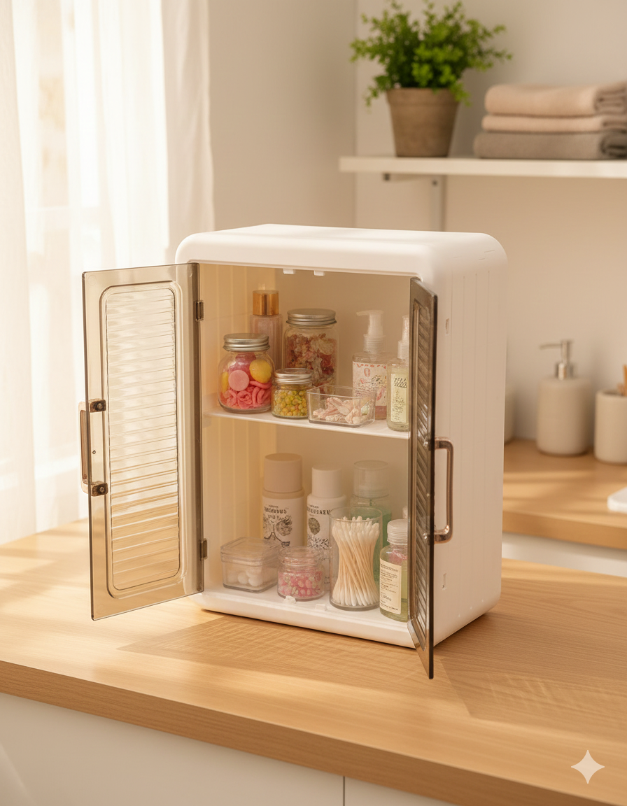 Compact Wall-Mountable Plastic Storage Cabinet